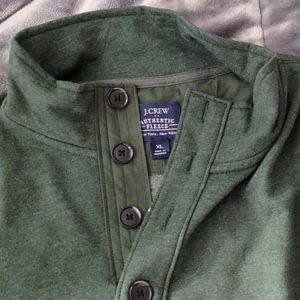 JCrew forest green quarter fleece button down sweatshirt.